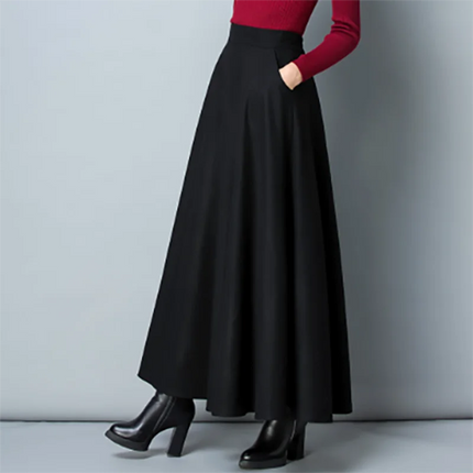 Lucyever Winter Long Woolen Skirt For Women High Waist Warm by zapcart