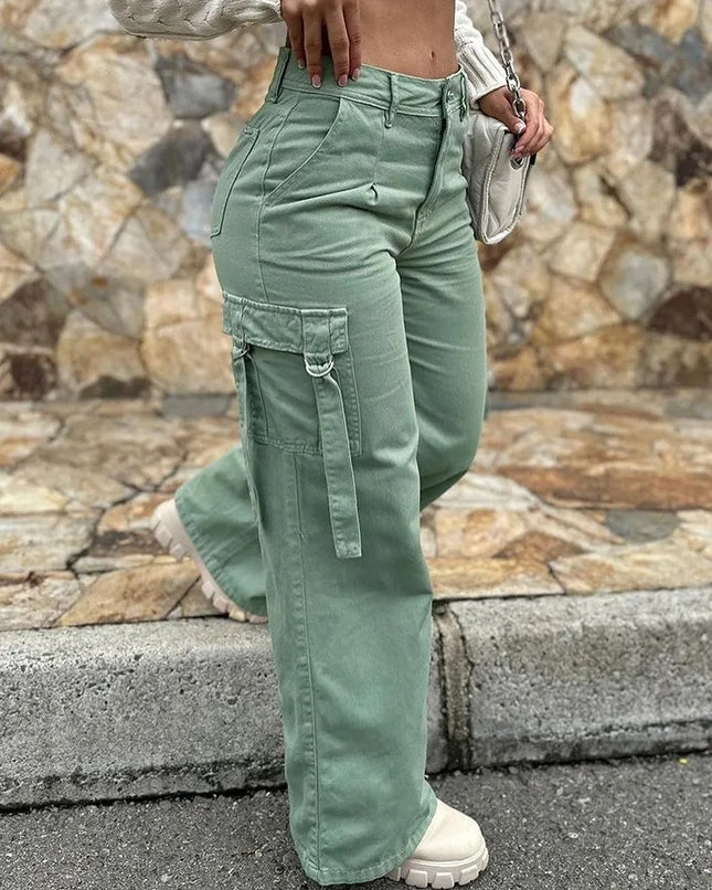 White Elegant Cuffed Cargo Pants For Women Hollow Out by zapcart