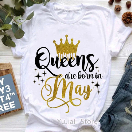 Queen Are Born In January To December Bold Graphic Tee Women by zapcart