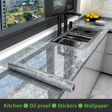 Marble Self Adhesive Wallpaper Waterproof Kitchen Decor by zapcart