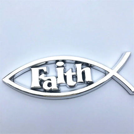 Jesus Fish Chrome Car Emblem WL115 Peace Faith 3D Badge by zapcart