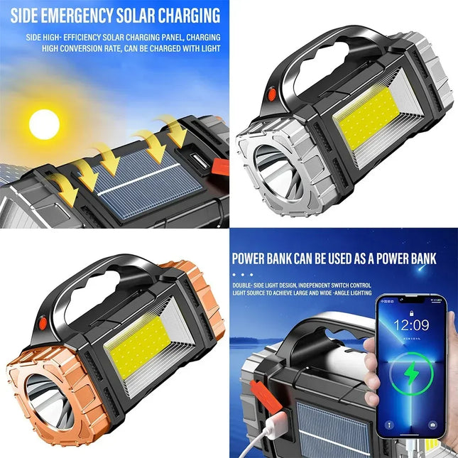 Rechargeable LED Flashlight Solar USB Power Bank Camping by zapcart