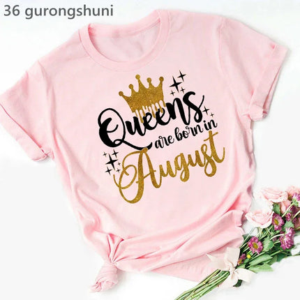 Queen Are Born In January To December Bold Graphic Tee Women by zapcart