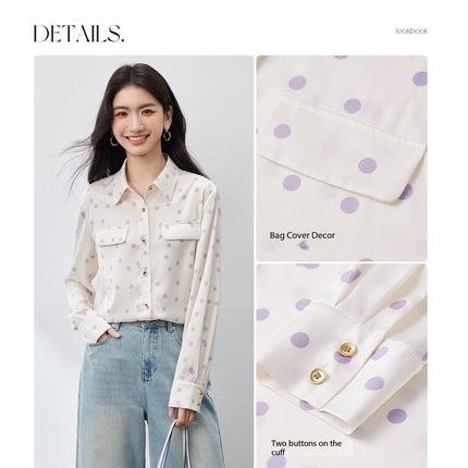 Sentubila Purple Polka Dots Womens Shirt Office Ready by zapcart