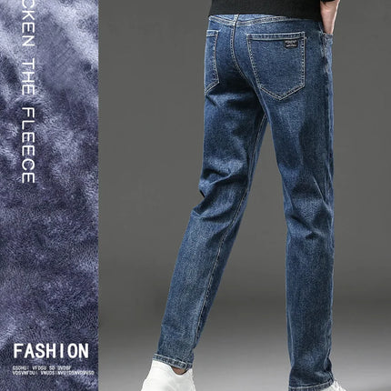 NeverfunctionCN Warm Winter Jeans Men Slim Straight Denim by zapcart