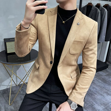 Men's Slim Fit Blazer Button High Quality CN Zhejiang by zapcart