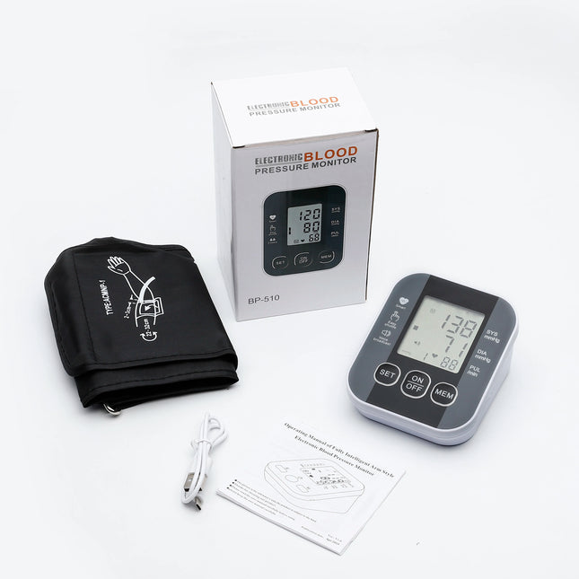 Automatic Digital Arm Blood Pressure Meter 32cm Cuff Medical Pressure Tonometer Tensiometer Baumanometer Pulse Sphygmomanometer by zapcart