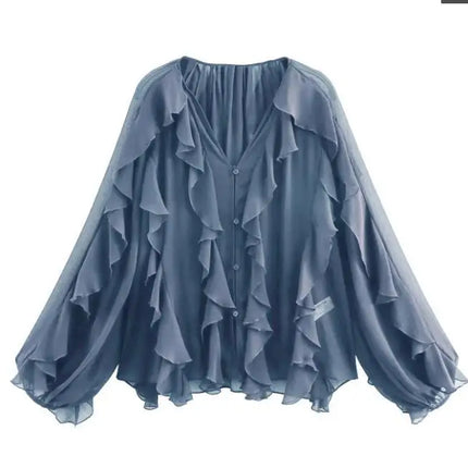 Trafza Women V Neck Blouse Elegant Workwear Polished by zapcart