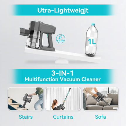 YISORA N300 Cordless Vacuum For Pet Hair 20Kpa Lightweight by zapcart