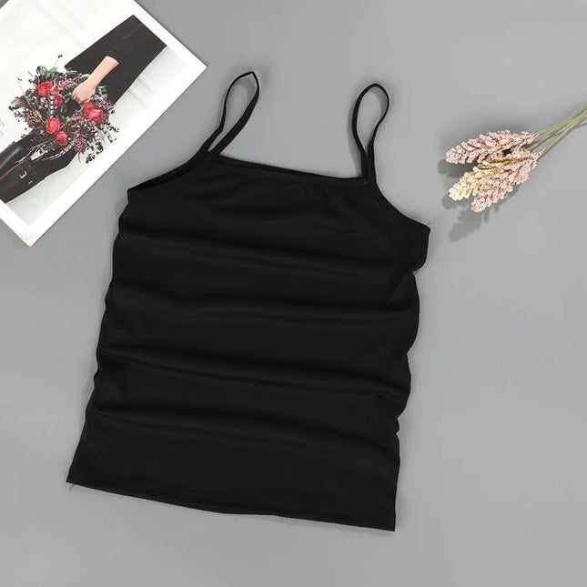 Women Solid Color Cotton Camisoles Vest Breathable Top by zapcart