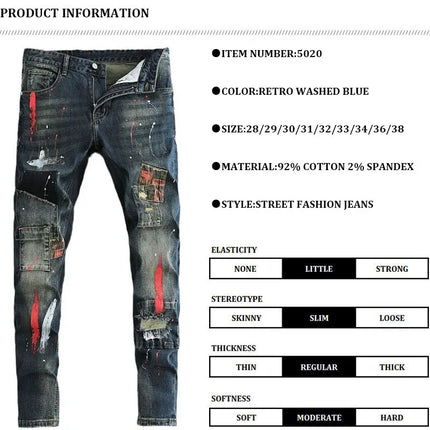 AnhuiChoice Mens Jeans Slim Fit Retro Washed Ripped Hip Hop by zapcart