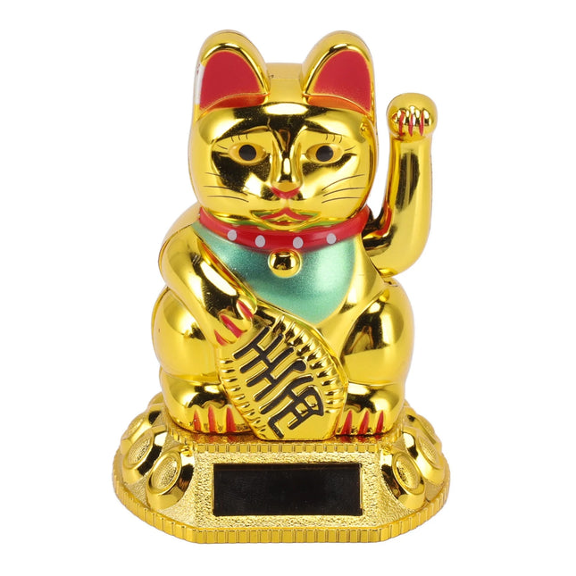 Qiilu Solar Fortune Cat Ornament With Waving Arm Home Decor by zapcart