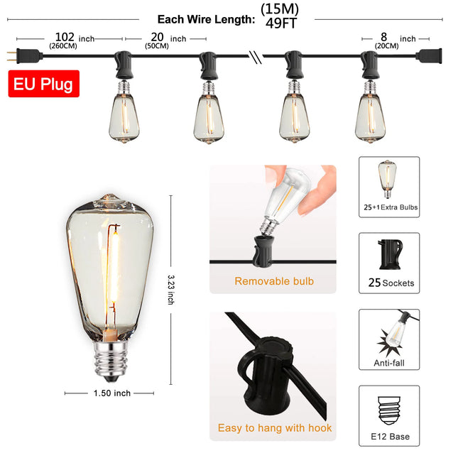 Ganriland Led String Lights Outdoor Shatterproof IP65 by zapcart