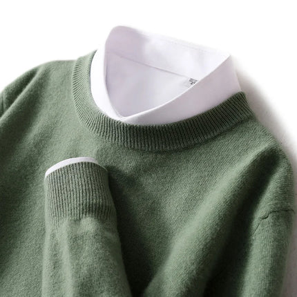 Ganleawort Men Wool Sweater Round Neck Warm Knit Pullover by zapcart