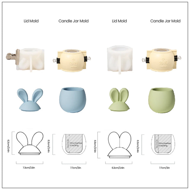 Boowan Nicole Hoppy Bunny Eared Easter Egg Candle Jar Silicone Mold for Gypsum Handmade Jesmonite Easter Candle Vessel Making by zapcart