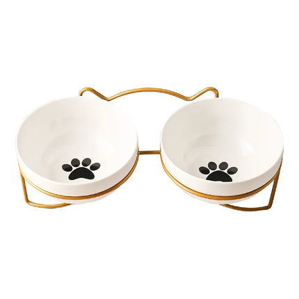 500ML Pet Ceramic Bowl Kitten Puppy Ceramic Bowl Water Feeder Cat Food Feeding Dish Dispenser with Raised Stand Cat Accessories by zapcart