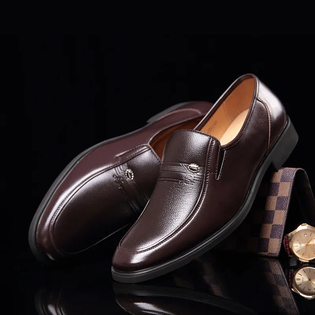 YBQJOO Leather Men Formal Shoes Slip On Loafers Breathable by zapcart