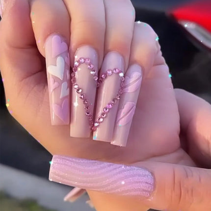Extra Long Press On Nails Glue Included Bear Bow For Women by zapcart