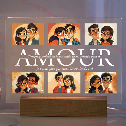 Custom Photo Text 3D Acrylic Lamp For Mom Dad Gift by zapcart