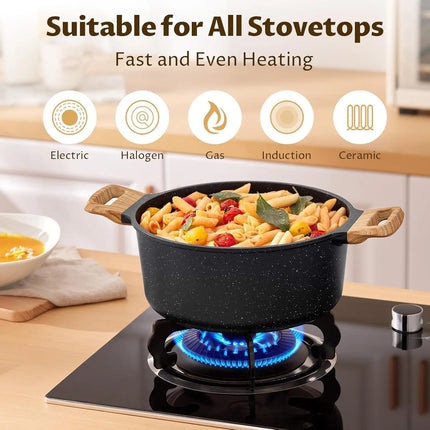 Bezia 10-Pc Induction Pans Set Nonstick Granite PFAS-Free by zapcart