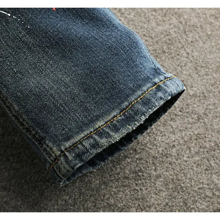 AnhuiChoice Mens Jeans Slim Fit Retro Washed Ripped Hip Hop by zapcart