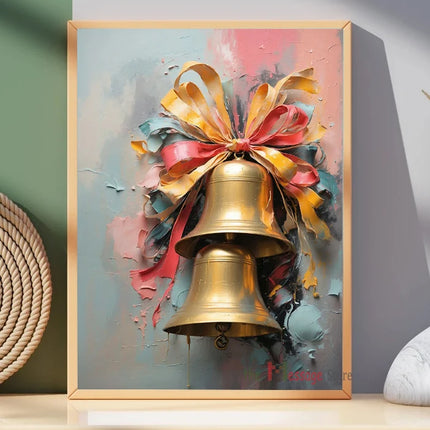 Form Christmas Canvas Painting Santa Mittens Bells Decor by zapcart