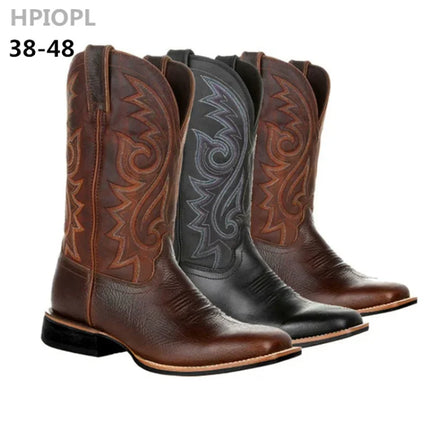 Dutrieux Western Boots Men Handmade Leather Mid Calf by zapcart