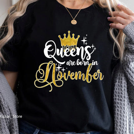 Queen Are Born In January To December Bold Graphic Tee Women by zapcart