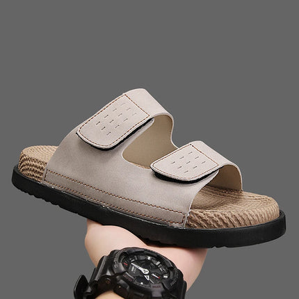 Yeinshaars Men Leather Slippers Open Toe Quick Dry Sandals by zapcart