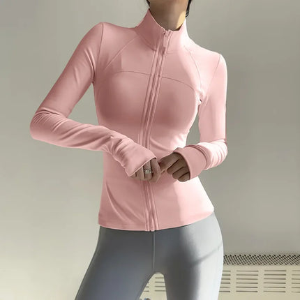 Women Zip Fitness Jacket Long Sleeve Quick Dry Yoga Top by zapcart