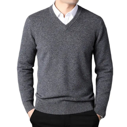 Choice Cashmere Cotton Blend Classic V Neck Men Pullover by zapcart
