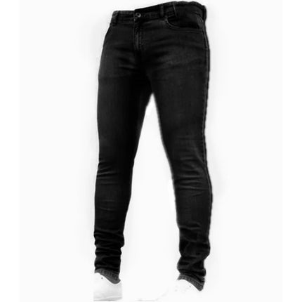 Kalenmos Men Jeans Slim Fit Mid Waist Ankle Length Denim by zapcart