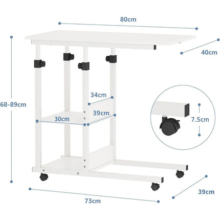 C Shaped Side Table With Wheels Height Adjustable Laptop by zapcart