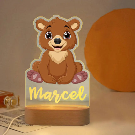 Personalized Kids Animal Night Light Custom Name Lamp by zapcart