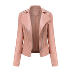 Trendy Faux PU Leather Jacket Women Slim Fit Zipper Pockets by zapcart