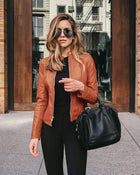 Chic Lady Slim Fit Faux Leather Jacket Women Moto Biker PU by zapcart