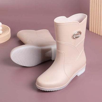 Fashionable Women Rain Boots Waterproof Non Slip Warm by zapcart