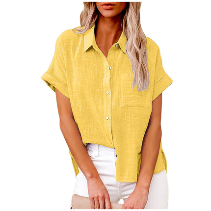 Cotton Linen Summer Tee For Women Breathable Loose Fit by zapcart