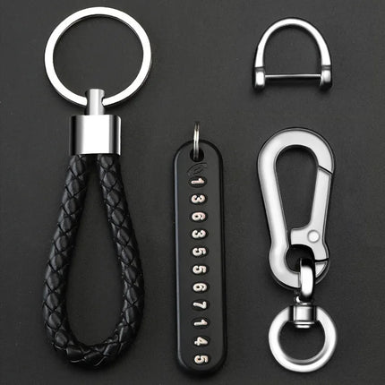 Anti Lost Metal Car Keychain with Custom Phone Number Tag | Double Key Ring Key Holder