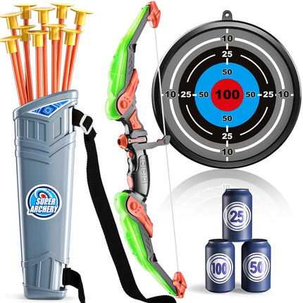 Kids Bow and Arrow Set, LED Light Up Archery Toys Set for Kids Ages 4-8 8-12, with 10 Suction Cup Arrows, Target & Quiver, Boys by zapcart