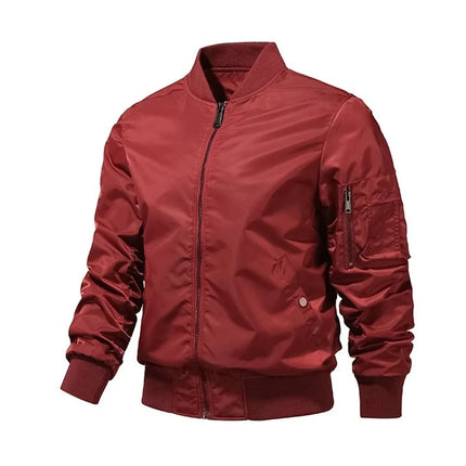 CN Jiangxi Men Bomber Jacket Solid Color Aviator Style by zapcart