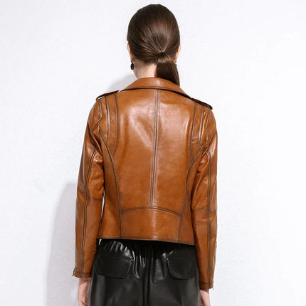 AYUNAUE Genuine Leather Jacket Women Premium Sheepskin Coat by zapcart