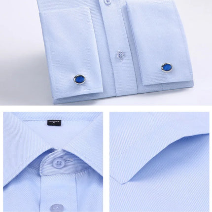 Men's French Cuff Dress Shirt White Long Sleeve CN Zhejiang by zapcart