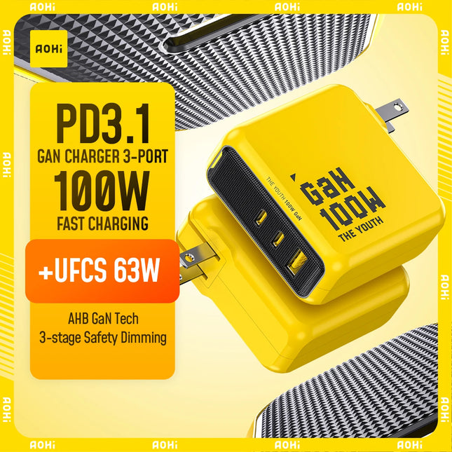 AOHI 100W GaN Charger For MacBook And iPhone Fast Charge by zapcart
