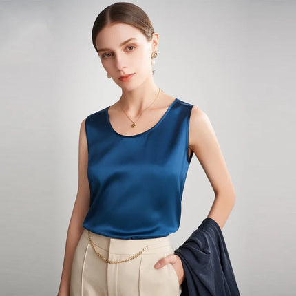 Pure Silk Tank Top For Women Breathable Luxury Summer by zapcart
