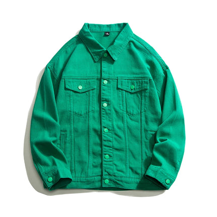 2024 Autumn Men's Oversize White Denim Jacket Fashion Streetwear Cotton Casual Loose High Quality Jean Coats Blue Green Black by zapcart
