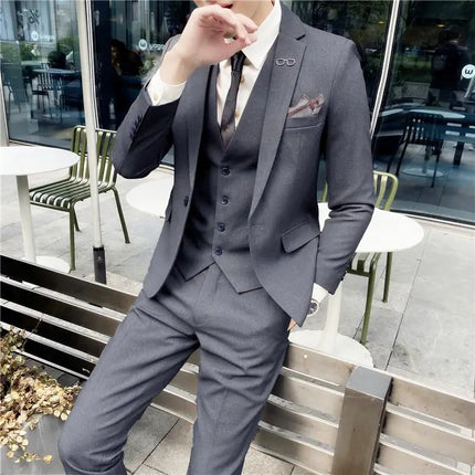 Mens Slim Fit Three Piece Suit CN Sichuan Wedding Ready by zapcart