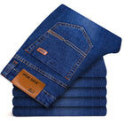 Brother Wang Mens Autumn Classic Fitted Stretch Jeans by zapcart