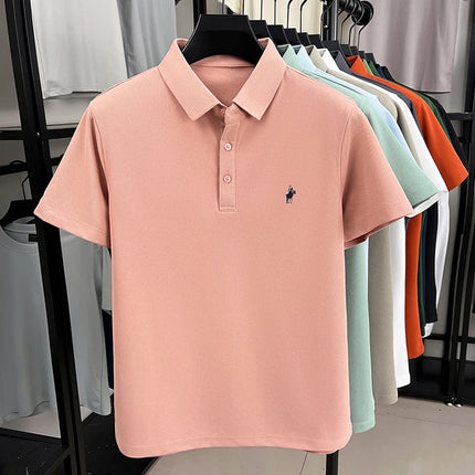 Men's Polo Shirt Embroidered Pony CN Zhejiang Breathable by zapcart