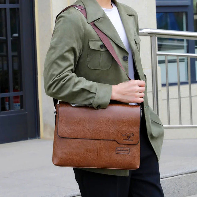 Luxury Brand Men Leather Messenger Bag For IPAD Business by zapcart
